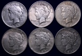 6 Silver U.S. Peace Dollars