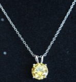 Round Cut Yellow Sapphire Necklace
