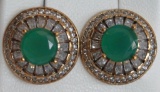 Round Cut Emerald Estate Earrings