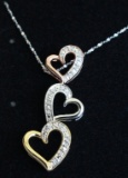 3 Heart Diamond Necklace