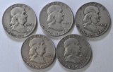 5 Franklin Half Dollars