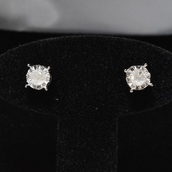 14kt Large Diamond Solitaire Earrings