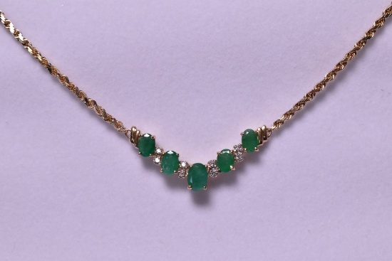 3.56 ct Genuine Emerald Diamond Necklace