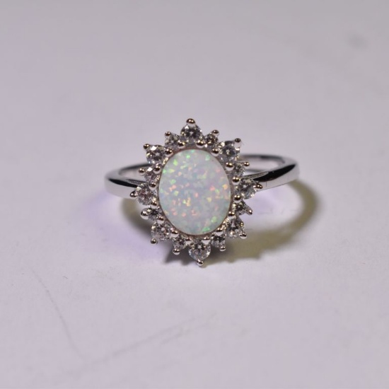 2 ct Opal and White Sapphire Estate Ring