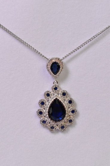 4.55 ct Tiffany Style Sapphire Estate Necklace