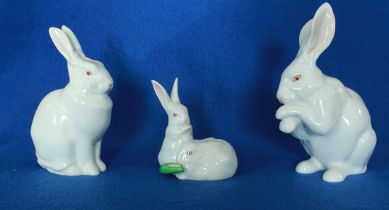 Three Herend Rabbits