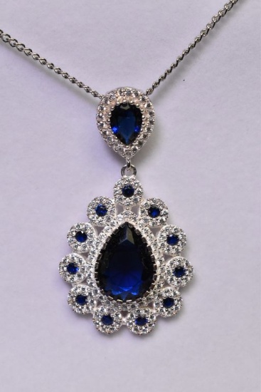 4.55 ct Tiffany Style Sapphire Estate Necklace