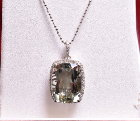 11.22 ct Green Amethyst Diamond Necklace