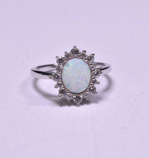 2 ct. opal and white sapphire estate ring