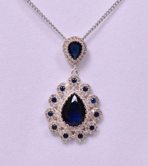 4.55 tiffany style sapphire estate necklace