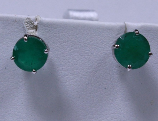 2.08 Genuine Emerald Estate Earrings 14kt