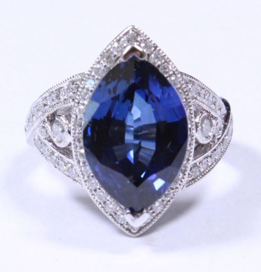 8.73 ct Genuine Sapphire and Diamond Estate Ring
