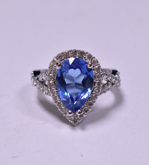 Pear cut, 2.48 ct. tanzanite dinner ring