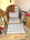 Wicker chair with stool