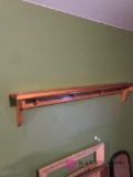 Wood shelf with coat hooks And a plate shelf