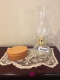Glass oil lamp and miscellaneous items