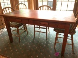 vintage solid oak library table