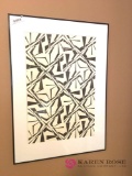 Abstract black and white triangle painting