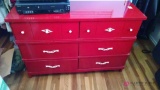 48 by 32 red painted dresser