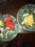 Four plates with holders