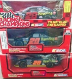 Three 1/24th scale diecast Havoline NASCARs