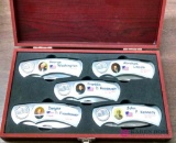 Collection of five presidential folding knives