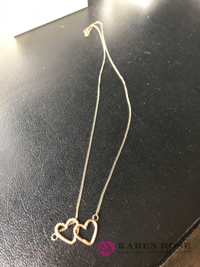 14 karat gold double heart necklace