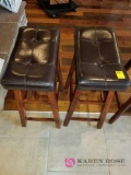 Wooden Bar Stools with Cushioned Tops