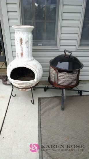 Two outdoor wood burning stoves