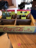 Collectible Coca-Cola crate/5 Coke bottles B2