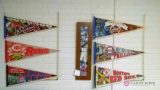 6 baseball pennants and one picture