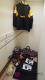 Steelers coat, Carrying luggage and miscellaneous upstairs closet