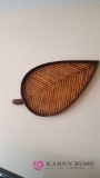 Decorative wood leaf in family room