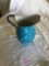 Vintage granite ware blue water pitcher