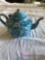 Collectible light blue swirl granite ware teapot