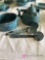 Mini blue speckled granite ware Childs teapot and Pat