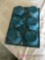 Vintage collectible muffin tin blue swirl granite ware