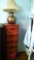 Dresser with contents and lamp