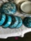 8 granite ware plates blue