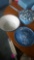 Blue swirl graniteware pots