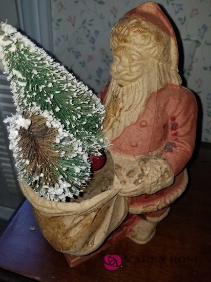 Vintage Santa with Sack and Chimney