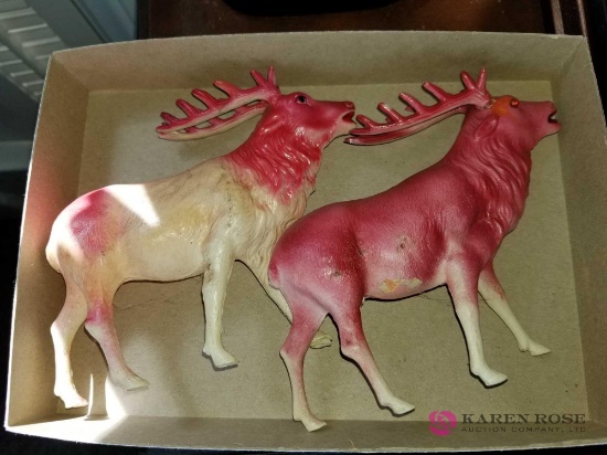 Pair of Pink Plastic Reindeer