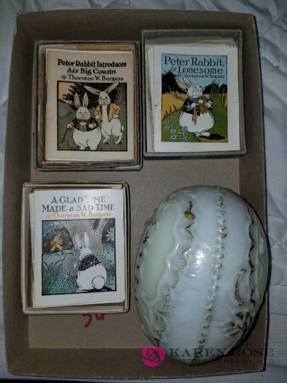 Vintage lot of Peter Rabbit Books and Easter Greeting Egg