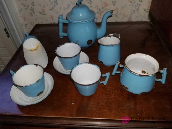 Lot of Blue Enamelware