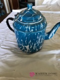 Vintage granite wear blue coffee pot