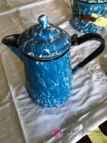 Vintage blue granite ware coffee pot
