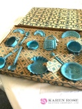 Mini blue granite ware child set