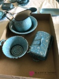 Light speckled blue granite ware mini picture and bowl conder