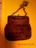 1 vintage leather purse & 1vintage beaded purse