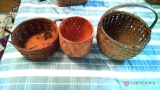 Lot of three wicker baskets